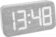 TFA Dostmann 60.2042.02 Digital Alarm Clock with 3 Brightness Levels, Fabric Cover, Snooze Function,
