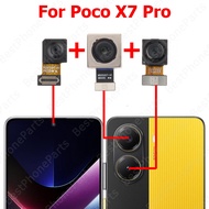 กล้องสำหรับ Xiaomi Poco X7 Pro X7Pro ด้านหลังด้านหลังด้านหน้าด้านหน้า Selfie โมดูลกล้องหลังชิ้นส่วนอ