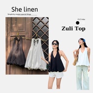 ZULI TOP- Backless Puffed Camisole, She linen Puffed Camisole
