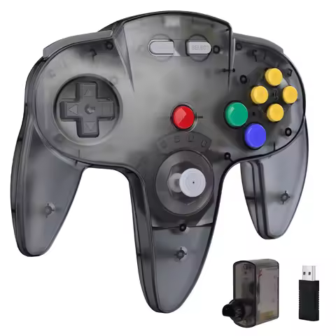 2.4 GHz Wireless N64 Controller +USB Receiver & N64 Adapter,Built in Rumble, for N64 Switch Online W