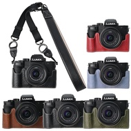 PU Leather Camera Case Half Bag For Panasonic Lumix G100K Bottom Opening Cover With Strap