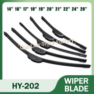 HY-202 Car Wiper Blades General U-Shaped Windshield Wiper 14"16"17"18"19"20"21"22"24"26" Natural Rub