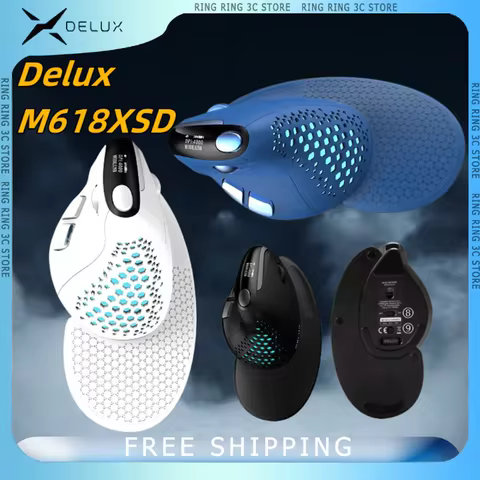Delux M618XSD Vertical computer Mouse Tri-Mode OLED Liquid Crystal Display Screen Ergonomics mouse f