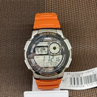 Casio AE-1000W-4B 10 Year Battery Life World Time Digital Orange Resin Watch