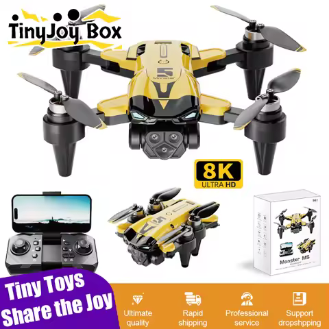 M5 Professional Mini RC Quadcopter Foldable Beginner Drones Triple Camera Brushless Motor Optical Fl
