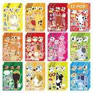 12PCS Anime Cartoon Bulldog Bingo DIY Puzzle Stickers Children's Handicraft Class Game Stickers Teac