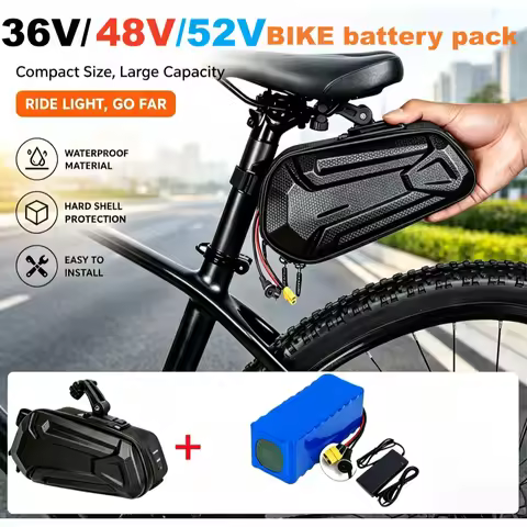 36V 48V 52V 10Ah 12Ah 14Ah 16Ah Rechargeable Li Ion Battery Pack With Waterproof Hook Bag For150W~50
