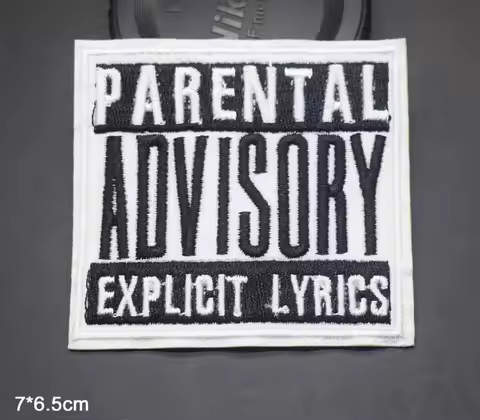 Black White Words Parental Advisory Wholesale Iron on Embroidered Cloth Clothes Patch For Clothing G