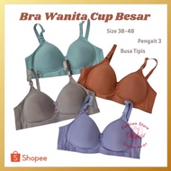 KATUN (2-3 Pcs) Jumbo Bra Cup C Large Bh AdultWanita Soft Cotton Patterned Thin FoamPOLOS Size 36-46