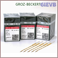 GIEVB 100ชิ้นเข็มเครื่องเย็บผ้า DPX5 GROZ-BECKERT เข็มไทเทเนียมกันความร้อน GEBEDUR สำหรับรังดุมบาร์เ