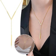 Fashion Y-Shaped Tassel Pendant Necklace Unique Temperament Simple Necklace Women Perfect For D0W7