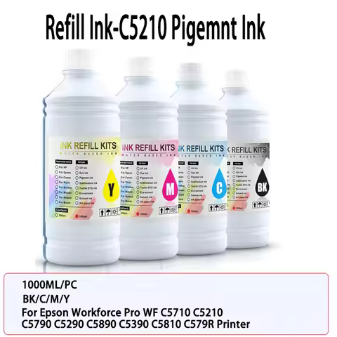 1000ml Pigment Ink For Epson T9451 T9481 T9441 T902XL WF-C5210 C5390 C5890 WF-C5710 WF-C5290 WF-C579