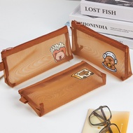 Penlab Capybara Mesh Pencil Bag Pen Case Cartoon Design Simple Transparent Storage Pouch for Station