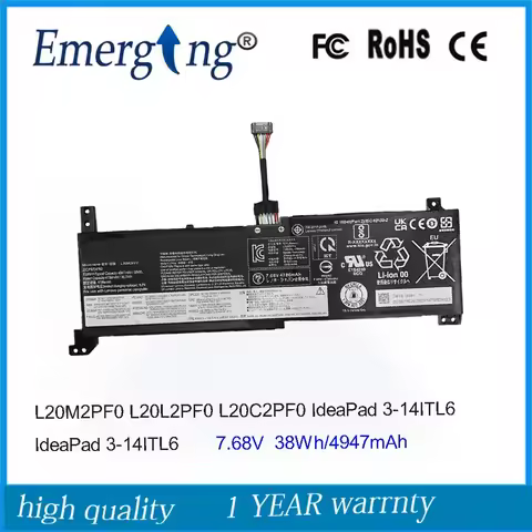 7.68V 38Wh L20M2PF0 Battery For Lenovo IdeaPad 3-14ITL6 Gen 6 V14 V15 V17 S14 G2 ITL L20L2PF0 L20C2P