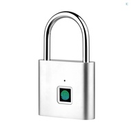 Smart Fingerprint Padlock Rechargeable Keyless 10 Fingerprints Morse Code Emergency Unlocking Easy Operation IP56 Waterproof Anti-theft Security Padlock Door Luggage Backpack Lock