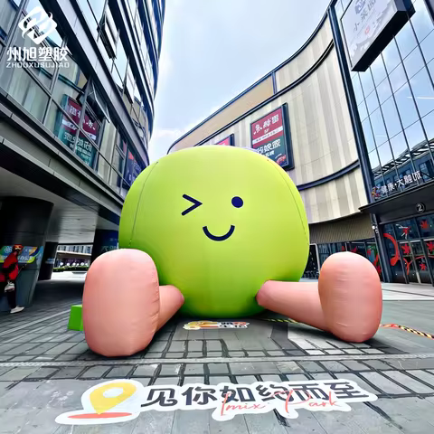 Inflatable coconut air models with straws, green apples, summer fruits, shopping mall outdoor decora