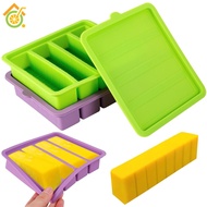 2Pcs Butter Mold Non-Stick Silicone Butter Tray with Lid 4-Cavity Butter Container Holds 8 Tablespoo