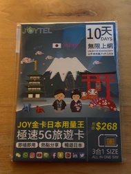 日本 sim 卡 全新無限上網 5G 旅遊卡 JOYTEL 原價268