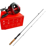 One package of BC solid rainbow fishing rod & left handle BC reel