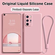 Protect Camera Lens Case For Oppo A95 Reno 6 Pro 6 6Z Cover Original Liquid Silicone with Hand Strap soft phone casing