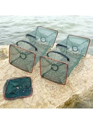 1入組戶外釣魚陷阱,螃蟹籠,龍蝦捕網,可摺疊的投擲網垂絲網釣魚籠