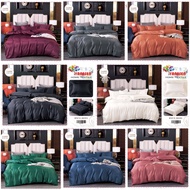 yanasen 1600针纯色冰丝床单棉被款双人七件套单人五件套plain color ice silk cotton King Queen 7in1 comforter bedsheet super