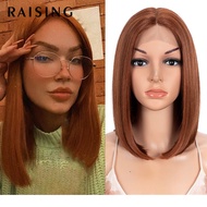 RAISING Straight Synthetic Lace Wigs Short Bob Ombre Blue Ginger Lace Wig Middle Part Lace Wigs For Black Women Cosplay Wigs