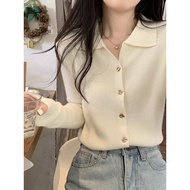 cardigan woman cardigan korean style Polo polo Knit chic French Retro Cardigan Wool Sweater