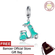 BAMOER เครื่องรางจักรยานเคลือบสำหรับสร้อยข้อมือ925เงินสเตอร์ลิงจักรยานไฟฟ้าจี้พอดีสร้อยคอผู้หญิงเครื