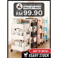 R5 (3 Tier Trolley Trolly Storage Racks) Office Shelves PP Plastic & Metal Steel Kitchen Rack Book S