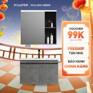 BỘ TỦ GƯƠNG LAVABO TUSLO C001 LUXURY chất liệu gỗ Plywood phủ Laminate sang trọng đèn Led cảm biến t