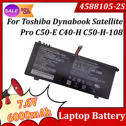 New 4588105-2S 7.6V 6000mAh Laptop Battery for Toshiba Dynabook Satellite Pro C50-E C40-H C50-H-108 