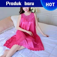 .❤🎁Ready Stock🎁 M-4XL  baju tidur labuh baju tidur wanita plus size Summer Sexy Ice Sutera Longgar S