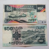 Uang Kuno 50 Dollar SGD Singapore Seri Kapal Tahun 1987-1995 Grade XF