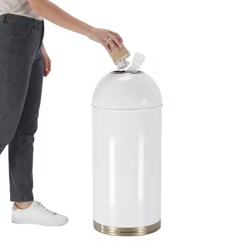 58L Cylindrical Trash Can with Removable Inner Bucket Heavy Duty Stainless Steel Rubbish Bin for Hom