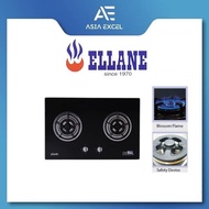 ELLANE WG-2SV 80CM 2 BURNER GLASS GAS HOB WITH SAFETY DEVICE