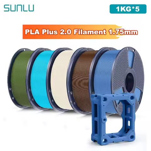 SUNLU 5KG PLA Plus 2.0 3D Printer Filament 1.75mm 1000g Spool (2.2lbs) Neatly Arranged No Knot Filam