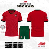 Soccer clothes with printed names, red Portugal EURO 2024 team, printed soccer shirts on request, so