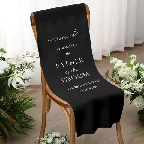 Father of the Groom Wedding Party Banner Memorial Reserved Chair Sign Banner in Loving Memory of Par
