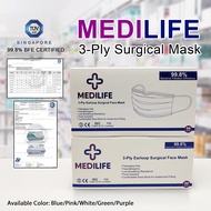 Medilife Surgical Disposable Face Mask 50pcs (Blue/Pink/White/purple)