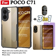 Poco C71 Shockproof Phone Case for PocoC71 C75 C61 C65 C 71 Anti-blue Ray Tempered Glass and Lens Fi