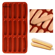 RC~ Baking Tool 15-cavity Silicone Finger Biscuit Mold for Diy Baking Non-stick Chocolate Mould for Candy Eclair Bread Muffin Food-grade Odorless Oven Refrigerator Microwave