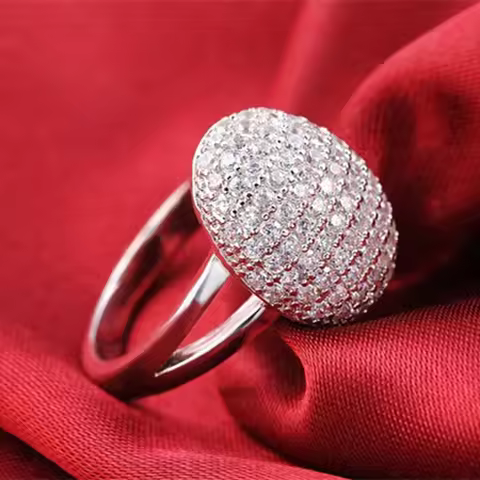 BOCAI Real S925 Silver Women's Rring Trend Closely Inlaid with Zircon the Same Style as the Fashiona
