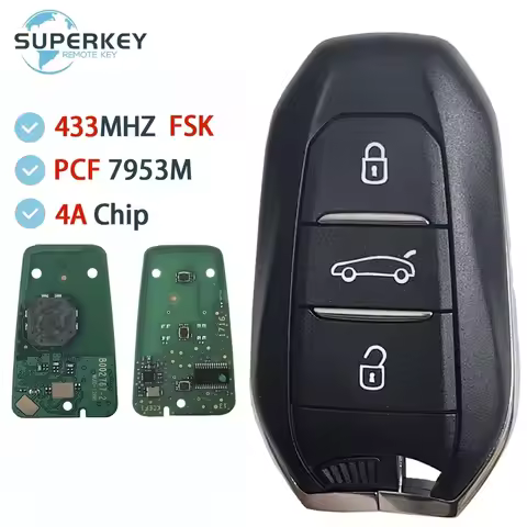 Smart Remote Car Key 3 Buttons 433MHZ PCF7953 4A Chip For Peugeot 208 308 3008 508 5008 Citroen C4 C