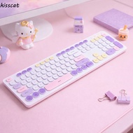 KISSCAT Wireless Keyboard Combo, Thin Design Mixed Color Keycaps USB Wireless Keyboard, 2.4GHz Conne