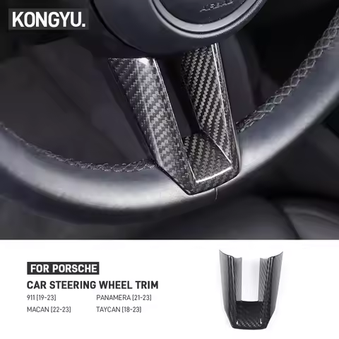 Porsche Carbon 911 Car Carbon Fiber Steering Wheel U-shaped Trim Interior Decoration Frame Sticker F