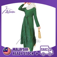 LALEESA LD240200 DRESS WADI Belted Polka Dot Dress Muslimah Dress Women Dress Abaya Muslimah Plus Size Baju Raya 2024