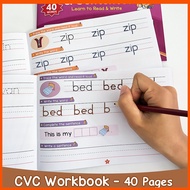 40 Words CVC Words & Sentences Learning Workbook Kids Phonics Handwriting Practice Homeschool Teachi