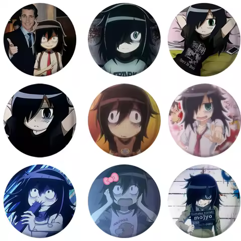 58mm New Anime Watamote Tomoko Kuroki Backrooms Button Pin Badge Anime Dakimakura Brooch Bag Accesso