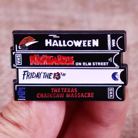 Horror Movie Collection Video Tape Enamel Pin Halloween Film VHS Tapes Badge Brooch Backpack Decorat